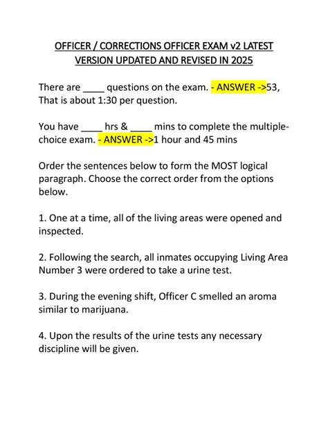 Corrections Officer Exam Preparation: Multiple Choice Questions and ...