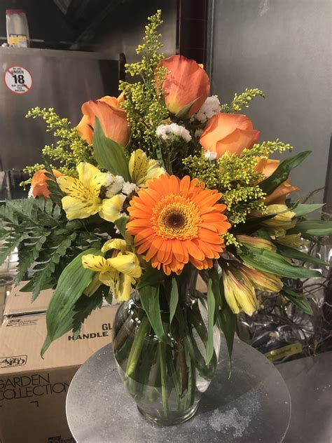 Orange Gerbera Daisy Flower Arrangement