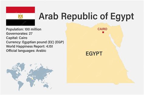 Premium Vector | Highly detailed Egypt map with flag capital and small ...