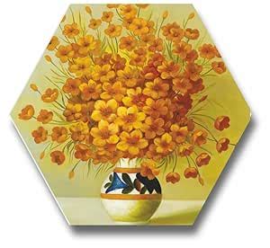 SAF paintings Flower Pot UV Textured MDF Hexagon Painting MOQ-HX157-hxA ...