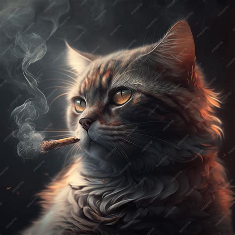 Premium Photo | Black cat smoking cigarette stock illustration image ai ...