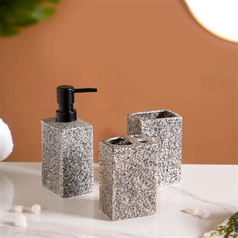 Natural Stone Textured Bathroom Set Of 3 Online - Premium Bath Set ...