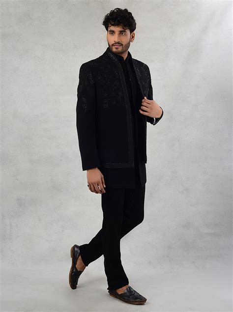 TULA Black Embroidered Jodhpuri Suit for Men | Stylish Sun Silk Ethnic ...