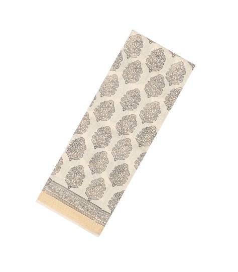 Off White Woven Tussar Silk Saree With Printed Floral Motifs-TU3107