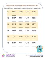 Ordering Numbers Fourth Grade | Math activities