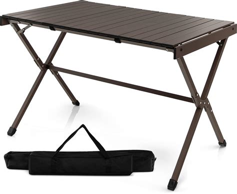 Giantex Folding Camping Table, Aluminum Picnic Table for 4-6 Person ...