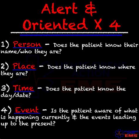 What is A&Ox4 in EMS?? | Medical school inspiration, Medical decision ...