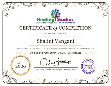 Suicide Prevention Gatekeeper Certificate + Advanced | Tejas Shah's ...