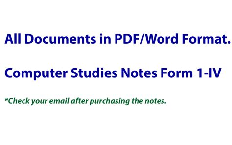 Image result for Computer Notes Form 1 PDF