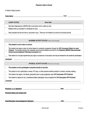 Fillable Online cifsds CIF Physician Letter to School - cifsds Fax ...