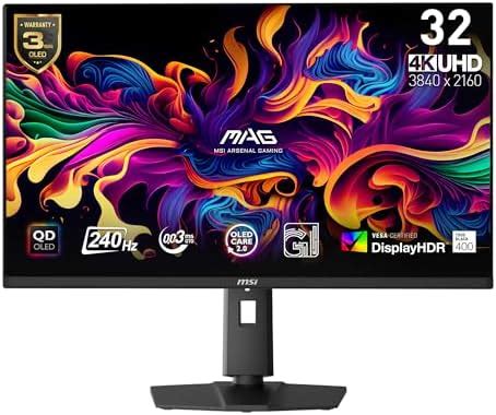Amazon.com: msi MPG 322URX QD-OLED 32-inch 3840 x 2160 (UHD) Computer Monitor, 240Hz, Adaptive-Synch