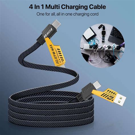 DR VAKU 4-in-1 Cable 1 m Nylon Braided Multi-Function 65W Fast Charging ...