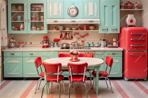 Premium AI Image | Vintage Retro Kitchen Decor Interior Design