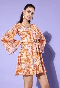 All Yours Women Fit and Flare Multicolor Midi/Calf Length Dress - Buy ...