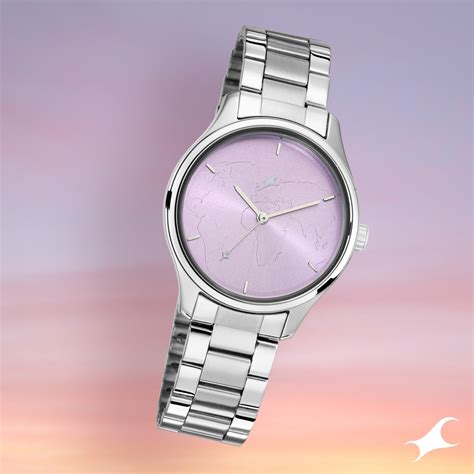 Buy Online Fastrack Tripster Quartz Analog Purple Dial Stainless Steel ...