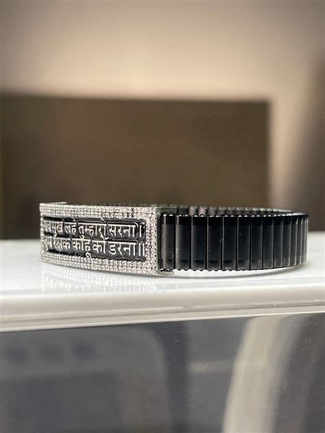 Hanuman Chalisa Bracelet – 925 Silver Black Kada with Mantra Engraving ...