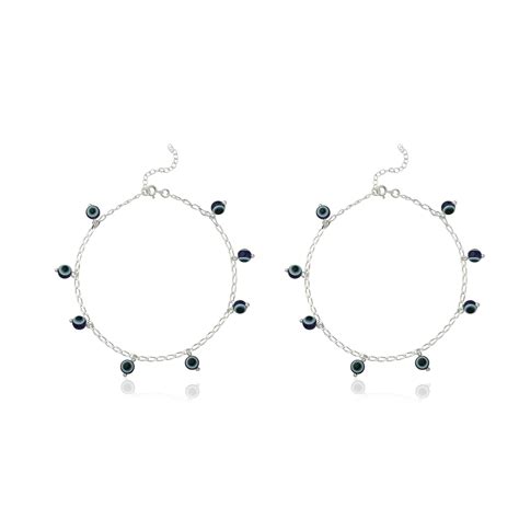 SILVIYA 925 Sterling Silver Evil Eye with Link Chain Anklets | Gift for ...