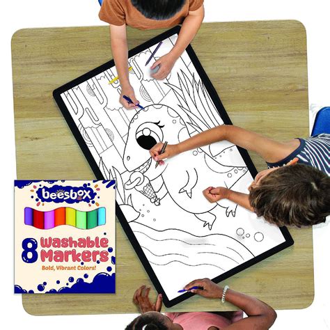Dinosaur Coloring Poster Rug Washable Kids Art Fun Activities Birthday ...