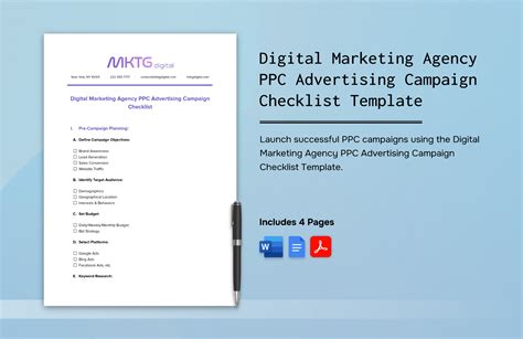 Digital Marketing Agency PPC Advertising Campaign Checklist Template in ...
