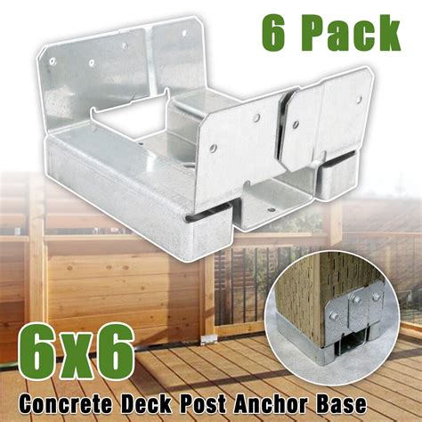 NIXFACE 6Pcs 6x6 Concrete Deck Post Anchor Base Adjustable Metal Post ...