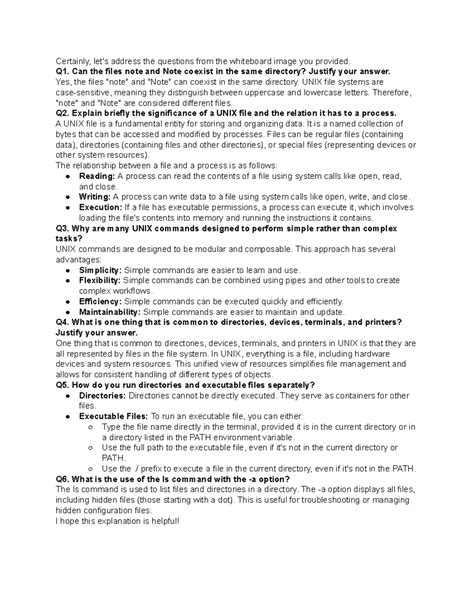 UNIX Basics: Answering Key Questions on Files & Processes - Studocu