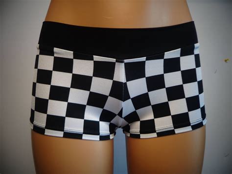 Buy Black and White Check Booty Shorts Checkered Flag Race Nascar ...