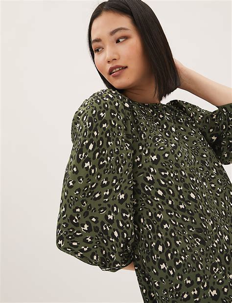 Buy Animal Print Puff Sleeve Swing Dress at Marks & Spencer