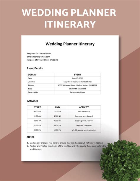 Editable Itinerary Planner Templates in Word to Download