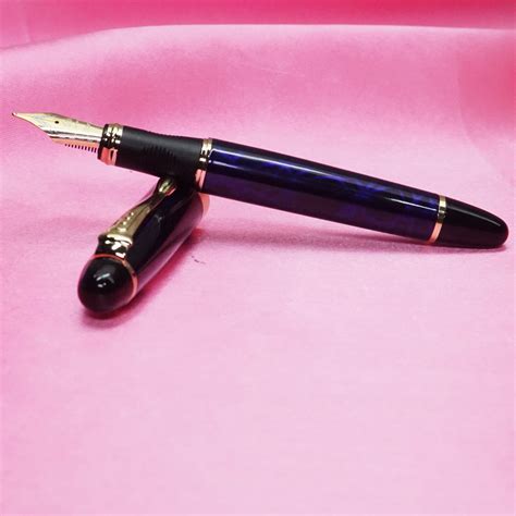 Jinhao X450 Glossy Blue Color Body With Medium Nib Gold Clip Converter ...
