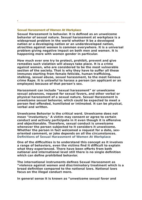 Women and law - hqha - . Sexual Harassment of Women At Workplace Sexual ...