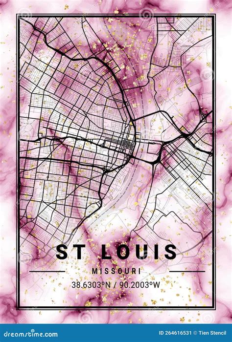 St Louis - United States Rose Marble Map Stock Illustration ...