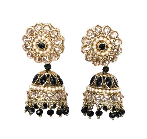 Buy Jhumka Earrings For Women Girls Traditional Kundan Studded Gold ...