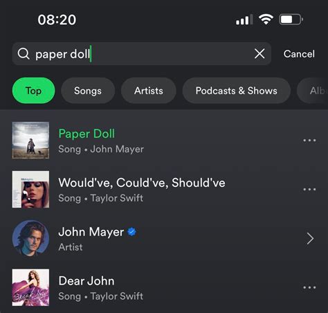 Anyone else noticed what happens on Spotify when you search for Paper Doll now? : r/JohnMayer