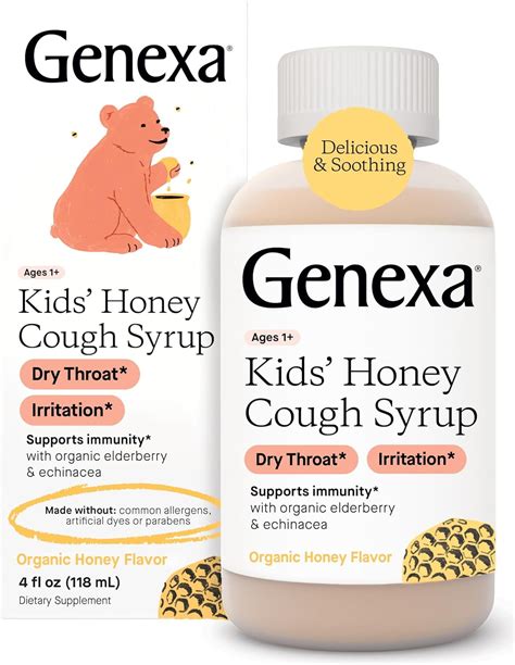 Genexa Kids Honey Cough Syrup | Children's Cough Remedy for Kids 2-11 ...