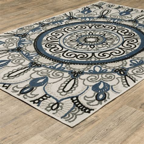 Archer Lane Eldon 8 X 10 (ft) Gray Indoor/Outdoor Medallion Bohemian ...