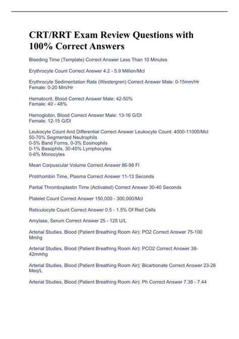 Respiratory Care /CRT/RTT/ Exam Test Bank Review Questions with Correct ...