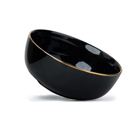 Shay Ceramic Serving Bowls Set, 1500ml, 1 Pc, Black Gold | Glossy ...