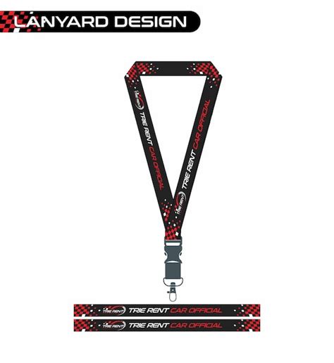 Lanyard design featuring racing flags and branding | 프리미엄 벡터
