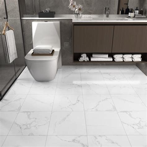 WESTICK White Vinyl Tile Flooring Peel and Stick Waterproof Thicker ...
