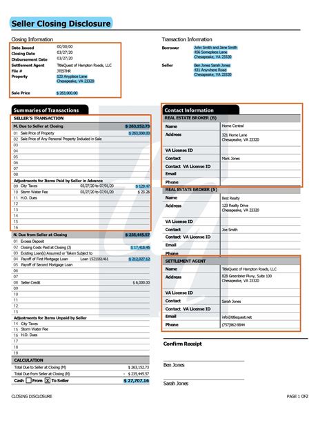Seller Closing Disclosure Interactive Document - TitleQuest