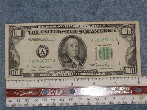 Vintage US One Hundred Dollar Bill 1950 Clark Snyder $100 FRN Boston ...