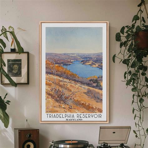 Triadelphia Reservoir Maryland Poster: Framed Canvas Watercolor ...