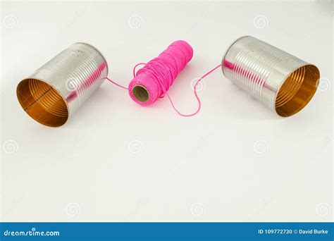 Vintage Long Distance Tin Can Phone Stock Photo - Image of white ...