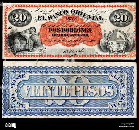 The URU S386 Banco Oriental 20 Pesos (1867) is a banknote from Uruguay ...