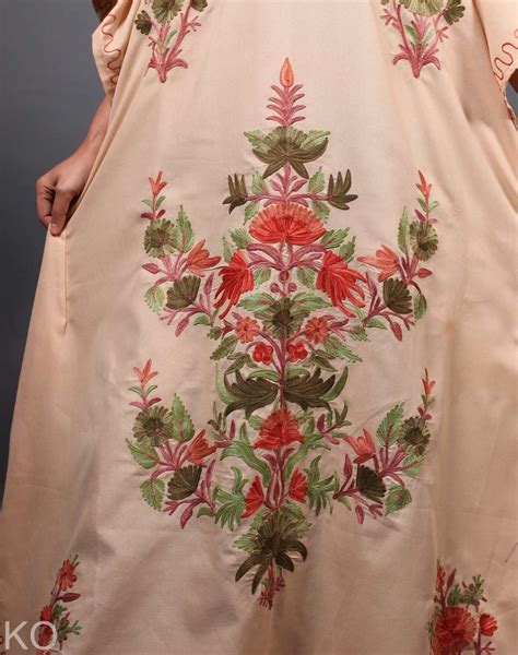 Tan Floral Deisgn Aari Embroidered Kaftan – Kashmir origin