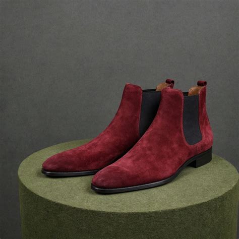 Burgundy Suede Leather Lucca Slip On Chelsea Boots - AW24 – Costoso ...