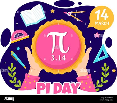 Happy Pi Day Vector Illustration on 14 March with Mathematical Constants, Greek Letters or Baked ...