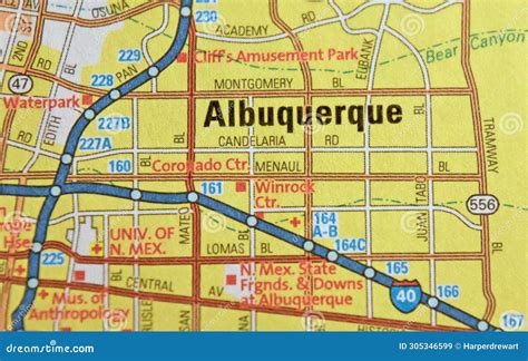 Map Image of Albuquerque, New Mexico Stock Image - Image of downs ...