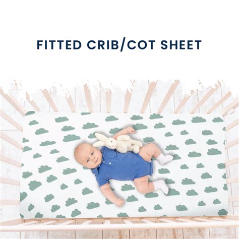 Polka Tots Cotton Fitted Crib Mattress Sheet 140 x 70 CM Cloud Design ...