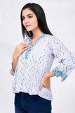 Blue & Pink Zig-Zag Print Cotton Top – thesaffronsaga